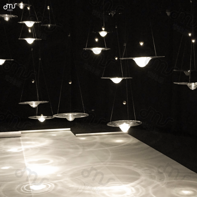 后現(xiàn)代酒店吊燈復(fù)式樓樓梯間吊燈頂級(jí)豪宅商場樣板間玻璃水紋吊燈