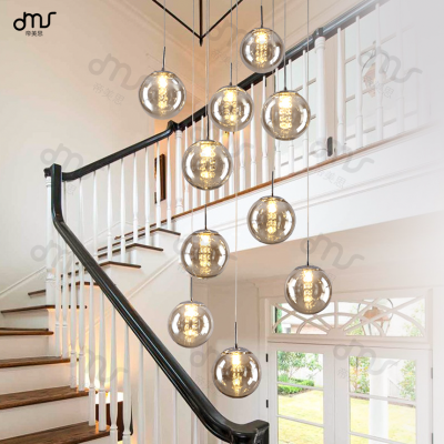 酒店吊燈長吊燈復(fù)式樓樓梯間吊燈高級(jí)豪宅別墅樣板間時(shí)尚玻璃吊燈
