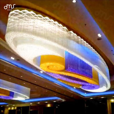 會(huì)所KTV酒店豪宅宴會(huì)廳別墅售樓部沙盤(pán)非標(biāo)圓形水晶吊燈工程定制