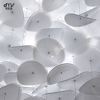 圓盤(pán)荷葉琉璃玻璃大型吊燈