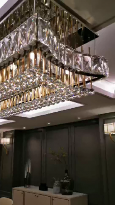 DMS別墅豪宅燈飾實裝視頻水晶不銹鋼高端奢華吊燈展示