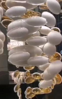 酒店商場售樓處荷葉琉璃玻璃瓦片橢圓形藝術(shù)吊飾